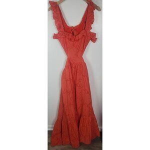 Charina Sarte Women's Sz. L Orange Naranja Cut Out Maxi Dress NWT